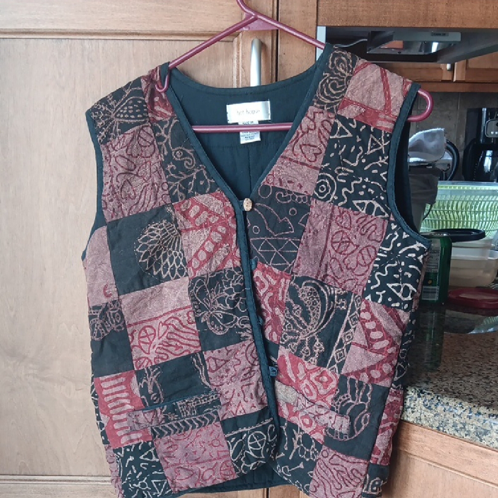 Patchwork Vest with Button Closure